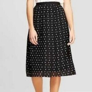 A New Day Black and White Polka Dot Pleated Skirt